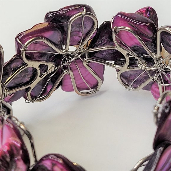 Dark Purple Pearl Adjustable Cuff Bangle Bracelet- NEW - Picture 10 of 13